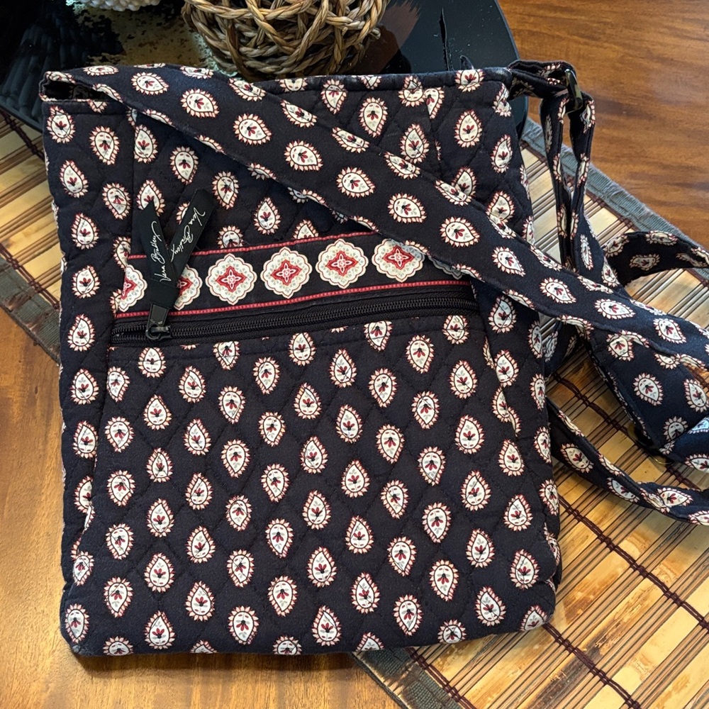 Vera Bradley Black and Red Patterned Crossbody Bag
